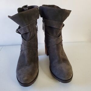 Clarks Malvet Doris Boots Women's Size 11 Gray Suede Mid-Calf Slouchy Zip-up NEW